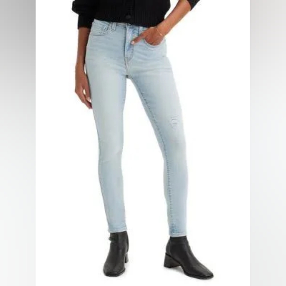 Levi's 721 Women High Rise Skinny Jeans Washed Blue Denim Size 29x30